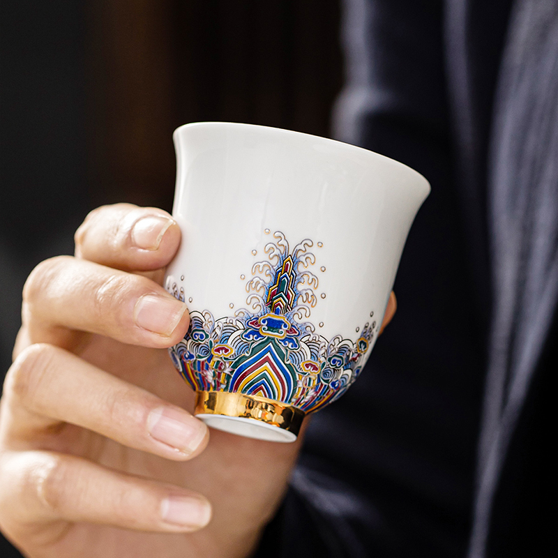 領藝 皇家御品珐琅彩陶瓷茶杯主人杯单杯大品茗杯白瓷茶盏功夫茶具