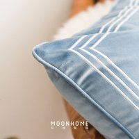 MoonHome月球居民北欧轻奢丝绒刺绣简约样板间绿含芯抱枕靠垫枕套