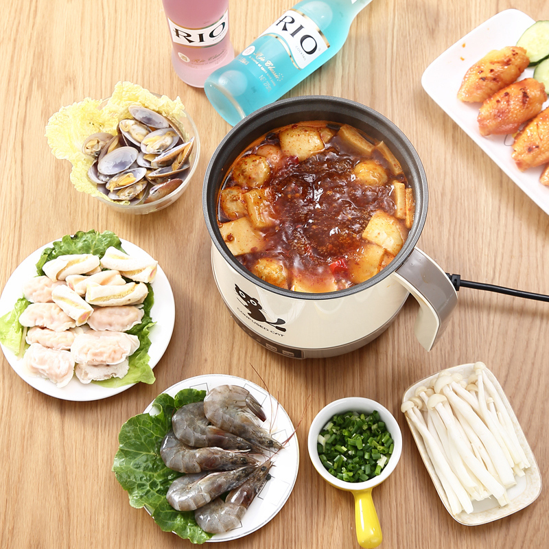 电饭煲小电饭锅1人2家用多功能小型迷你单智能全自动宿舍炒菜一体 [一体手动款]咖啡色
