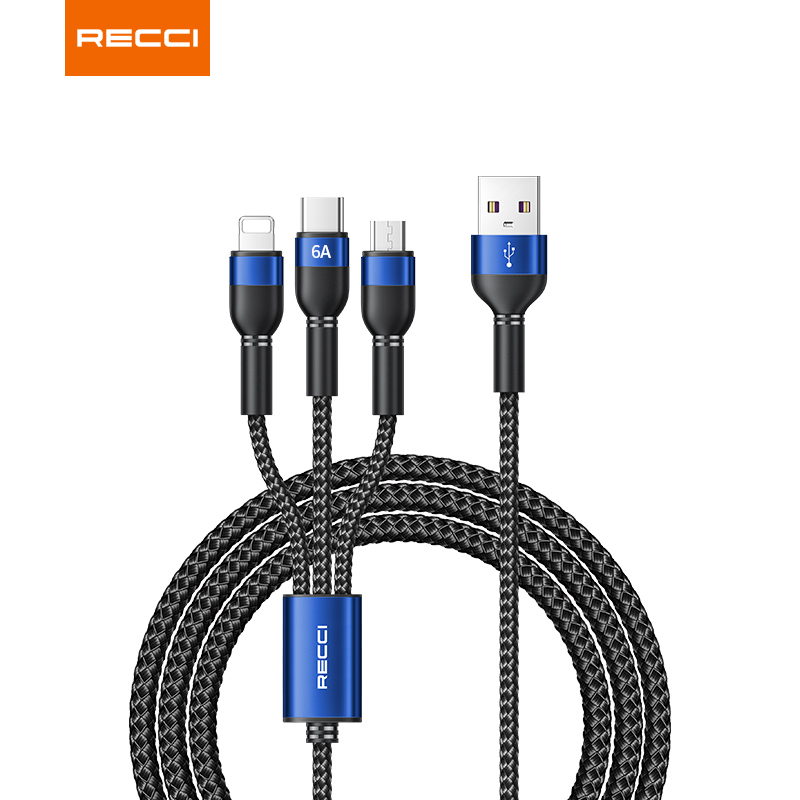 锐思(Recci) RTC-T12 超级快充三合一数据线高清大图