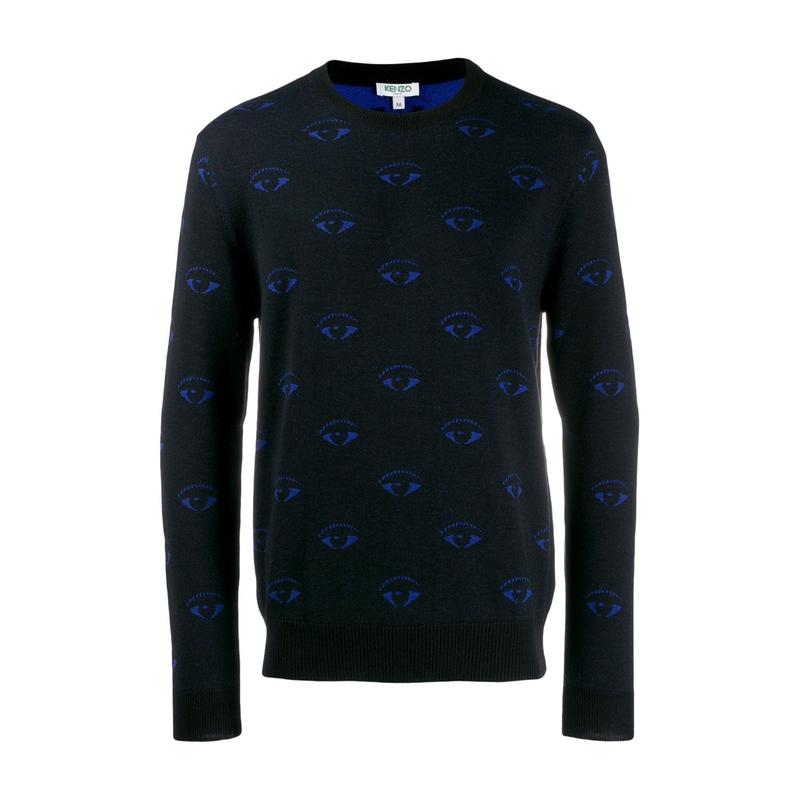 高田贤三(Kenzo)针织眼睛图案套头衫男运动卫衣长袖罗纹圆领休闲高清大图