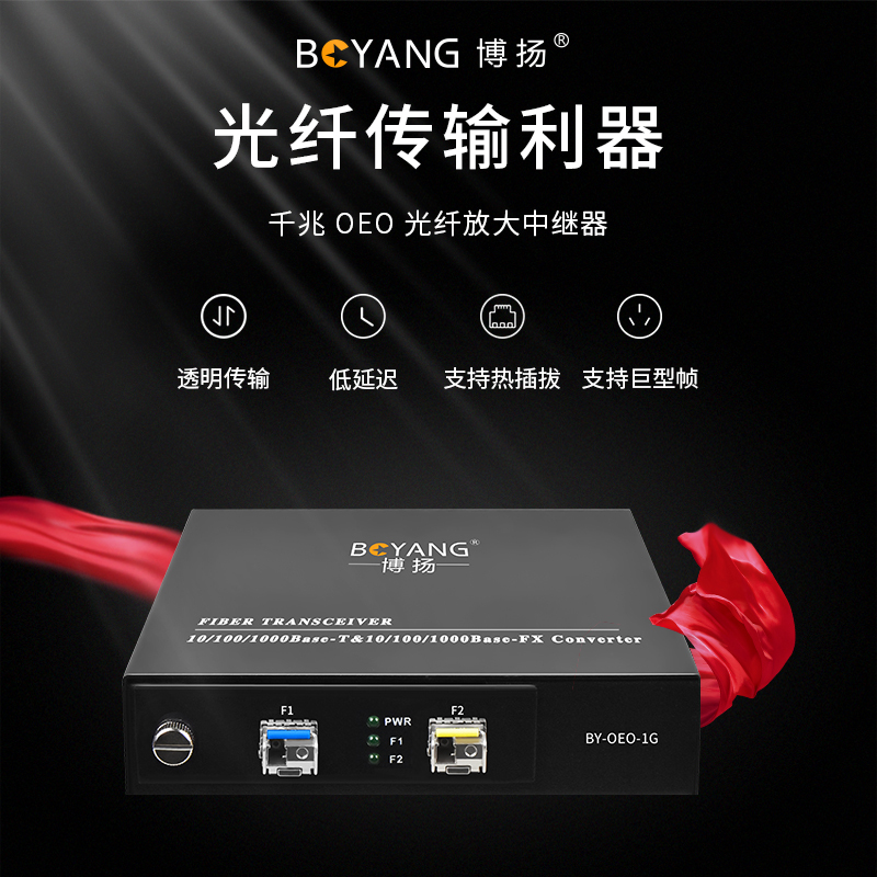 博扬 OEO光纤放大器 千兆光纤中继器延长器 单多模/波长转换器1.25/2.5G可用SFP口不含模块BY-OEO-1G