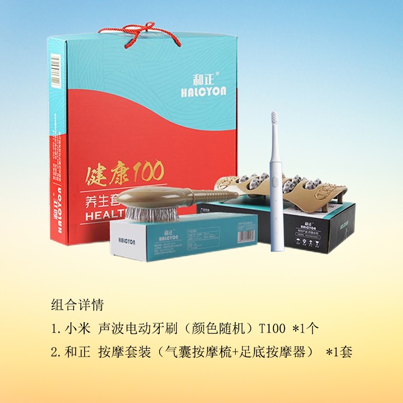 和正(HEZHENG) 个护按摩组合(小米声波电动牙刷颜色随机T100+和正气囊按摩梳+和正足底按摩器)高清大图