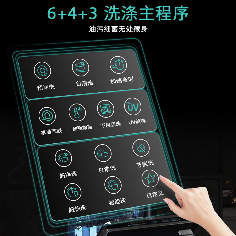 西门子(SIEMENS)灶下大内腔12套洗碗环流烘干96H长效储存SE43HB00KC 黑色面板