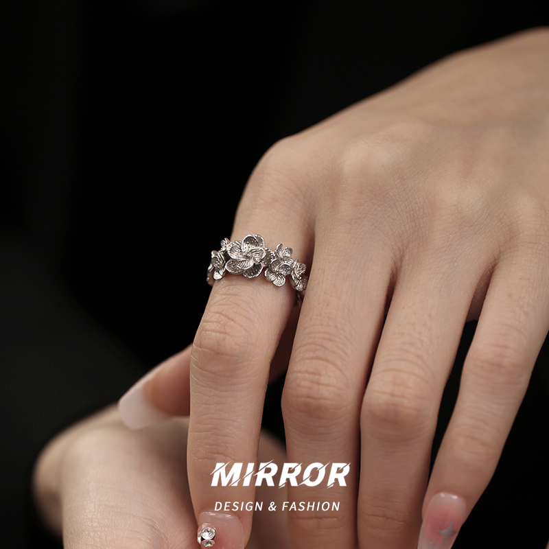 925纯银花朵繁花戒指女指环玫瑰花小众设计ins风时尚轻奢个性礼物送女朋友老婆情人节七夕生日礼物