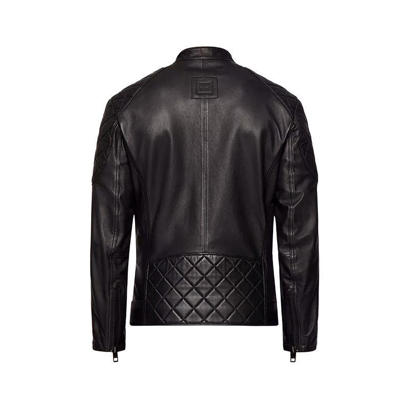 雨果博斯hugoboss男士羊皮修身版皮衣机车夹克上衣外套50452662