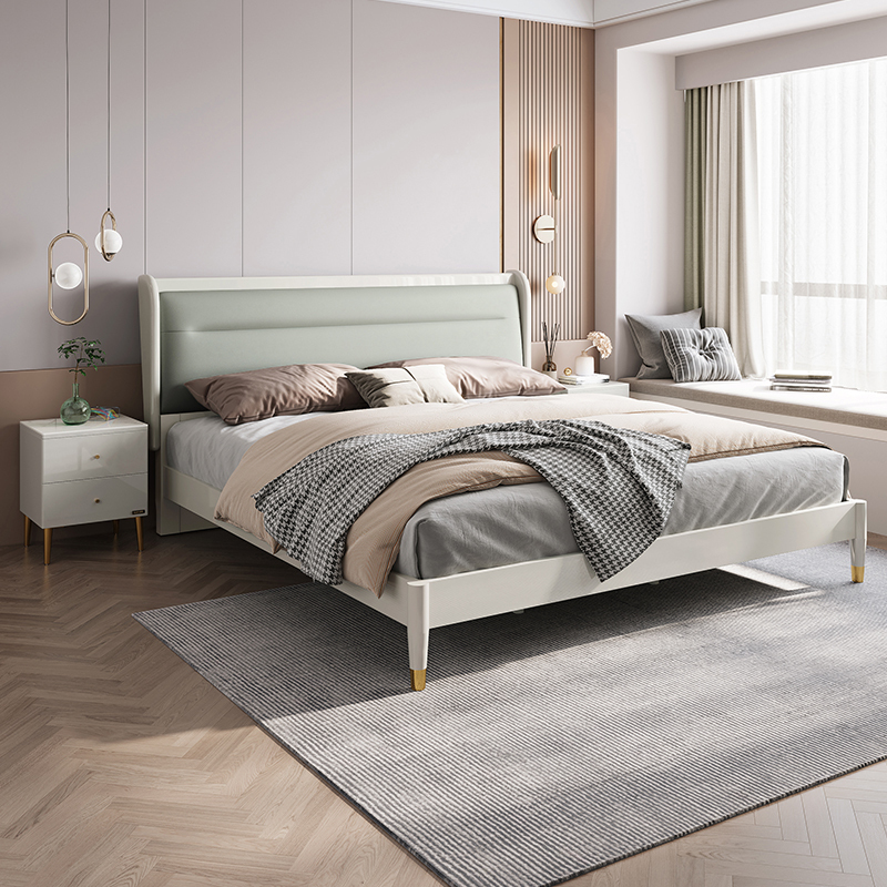 全友家居床现代轻奢欧皮床加高护脊软靠床亲肤耐磨高箱床高脚床主卧