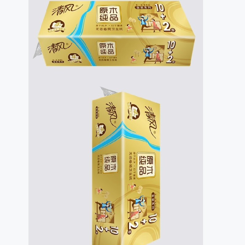 清风原木纯品无芯卷纸12卷/提