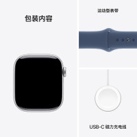 MX1J3CH/B Apple Watch S10 GPS 42 毫米银色铝金属表壳 丹宁色运动型表带-S/M