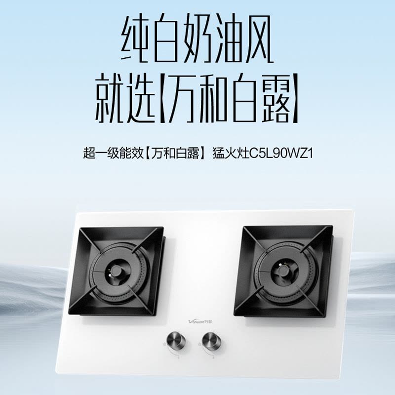 万和[白露]灶具5.2KW大火力燃气灶天然气 超一级能效猛火灶 可调节底盘 白色盐系 JZT-C5L90W图片