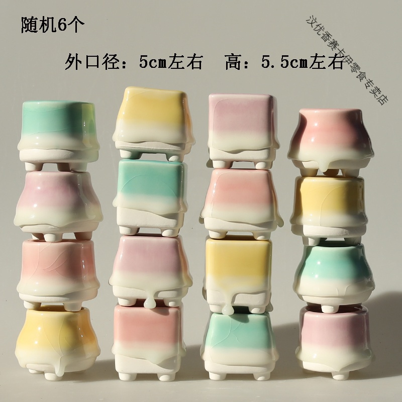 简约多肉花盆陶瓷韩式清新手绘室内创意个性粗陶透气小盆清仓