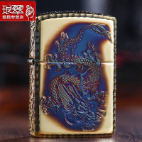 原装zippo打火机正版纯铜熏金四面唐 游龙 专柜正品