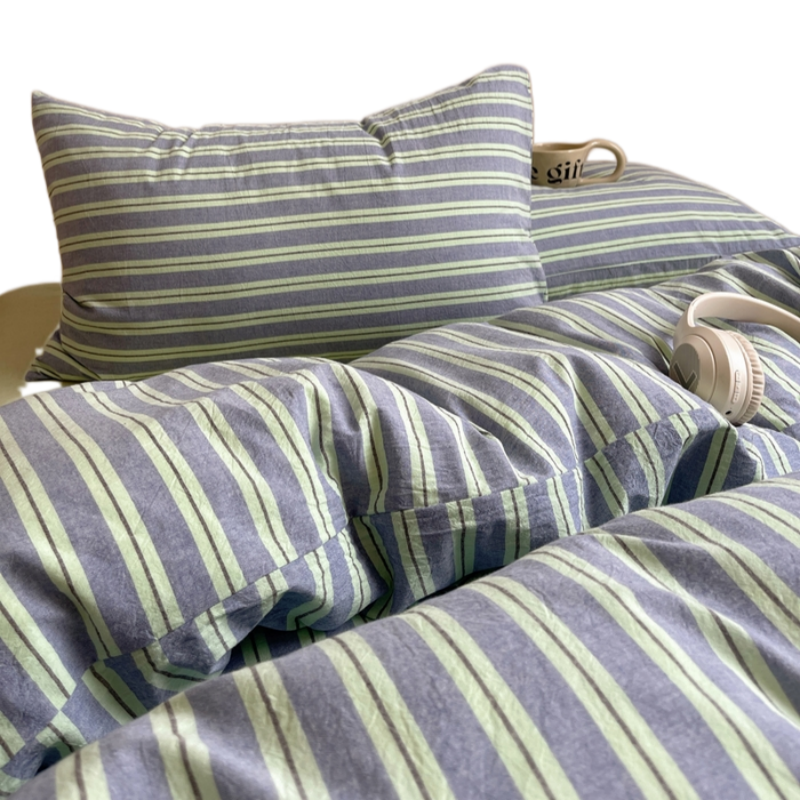 铭思沃床单三件套 条纹 1.2m床套高清大图