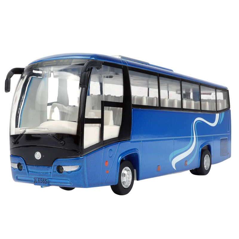 仿真单层公交车模型迷你校车巴士合金车模声光回车模型