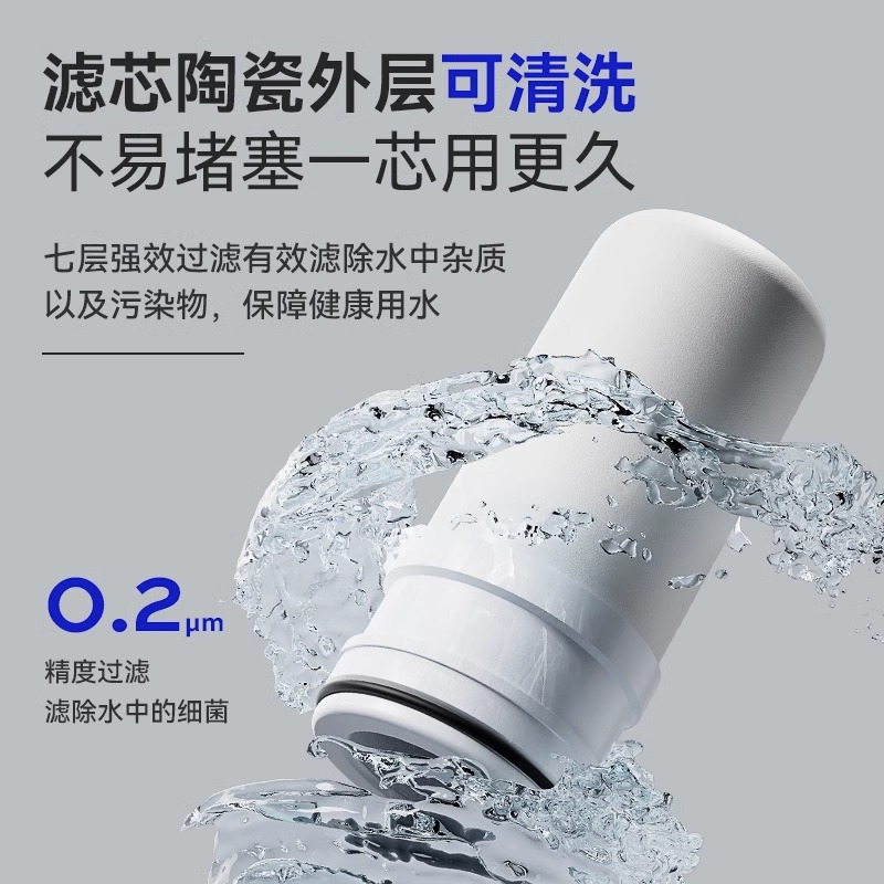 德国德克西净水器家用水龙头过滤器自来水直饮前置厨房超滤净化器S-01一机两芯白色