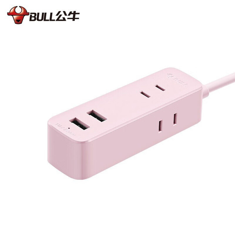 公牛(BULL)新国标智能USB插座/插线板2USB+2位两极插孔 全长1.5米GN-A120U 茱萸粉高清大图