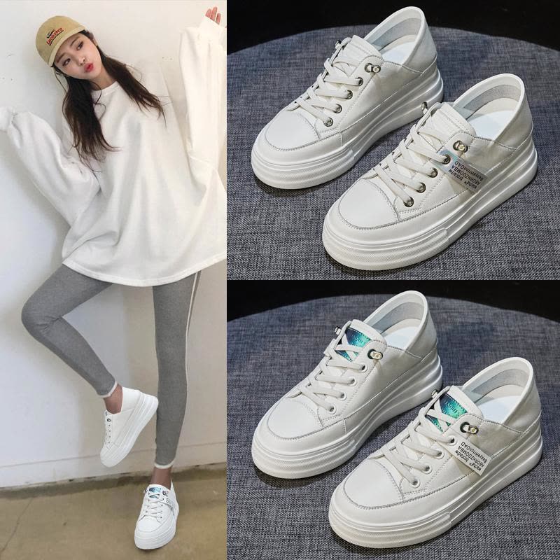 品牌百丽牧貂内增高小白鞋女2021春季新款一脚蹬松糕鞋时尚懒人百搭休闲单鞋图片