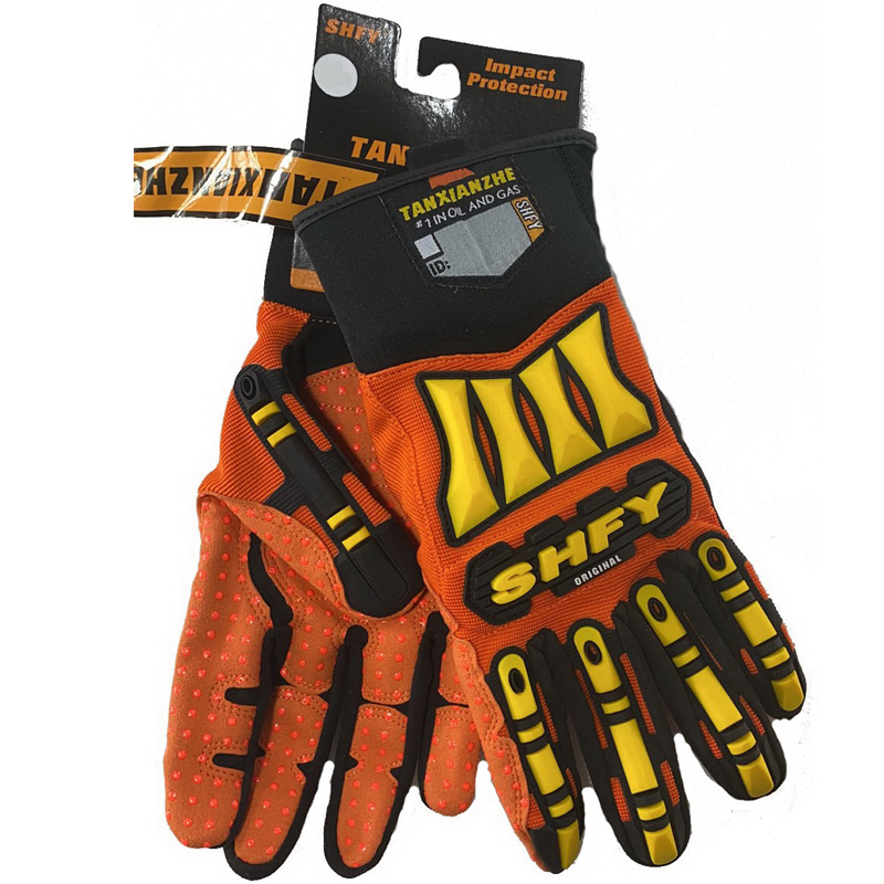 SHFY/赋远防砸手套SHFY-FZ101-XL橘黄颗粒防砸 薄款 带手套夹 副高清大图