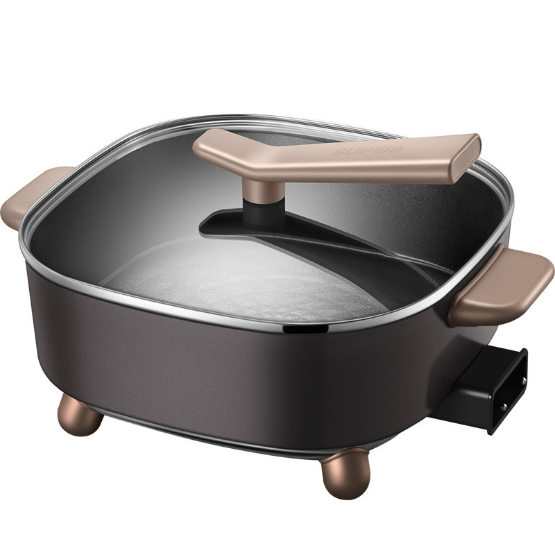 苏泊尔电火锅鸳鸯火锅锅家用大容量电煮锅宿舍学生锅电热锅灰色家用电