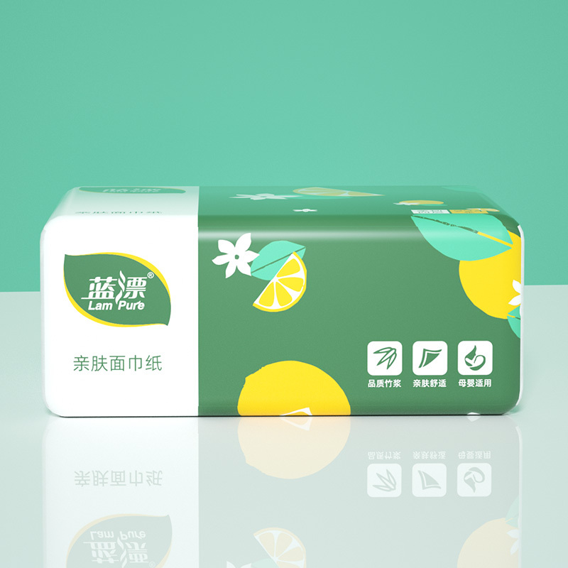 蓝漂原浆白色面巾抽纸4层32包整箱家庭一次性面巾纸批发