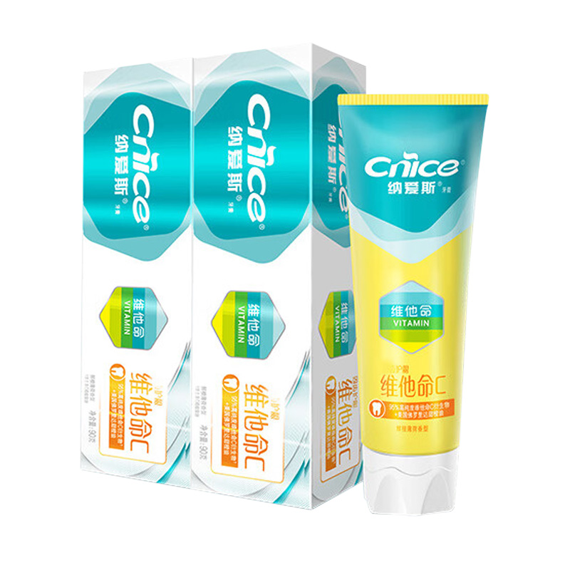 纳爱斯牙膏去除牙渍益齿洁维他鲜橙香型90g*2支(包装随机)