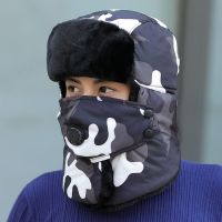 送手套迷彩雷锋帽冬季女加绒保暖防风骑车围脖套头护颈耳男棉帽子 涂鸦迷彩（无手套）-黑色 成人款/适合头围54-59cm