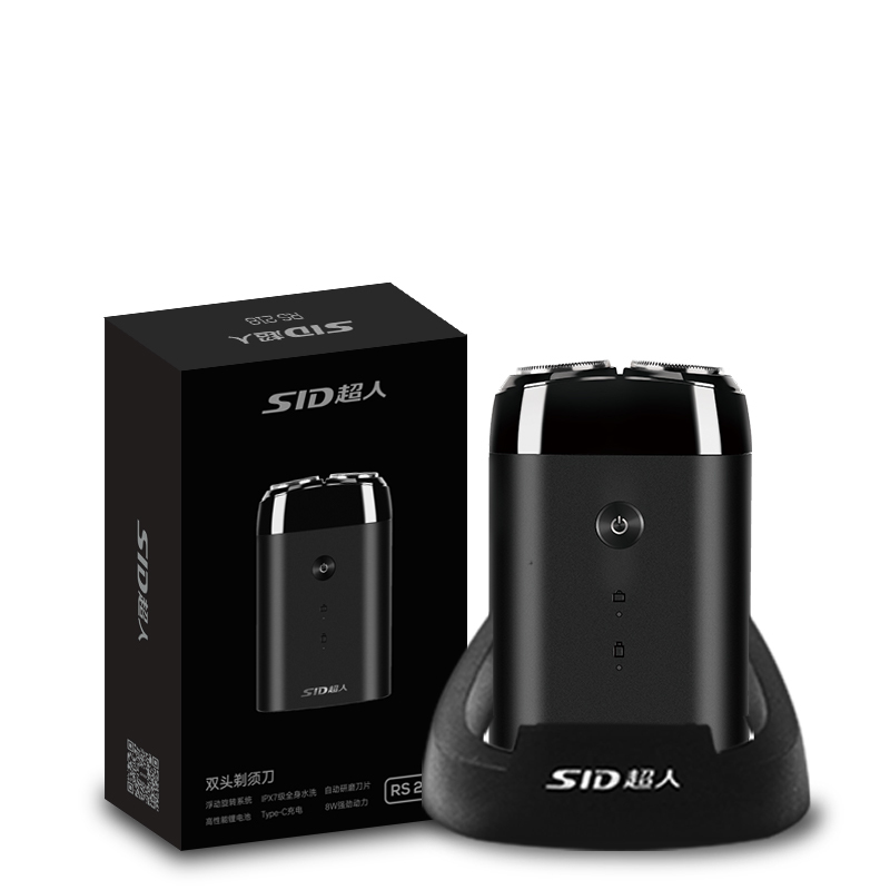 超人(SID)剃须刀 电动双头刮胡刀 迷你旅行 便携式胡须刀 男朋友生日礼物RS218 暗夜黑便携2系全身!水洗