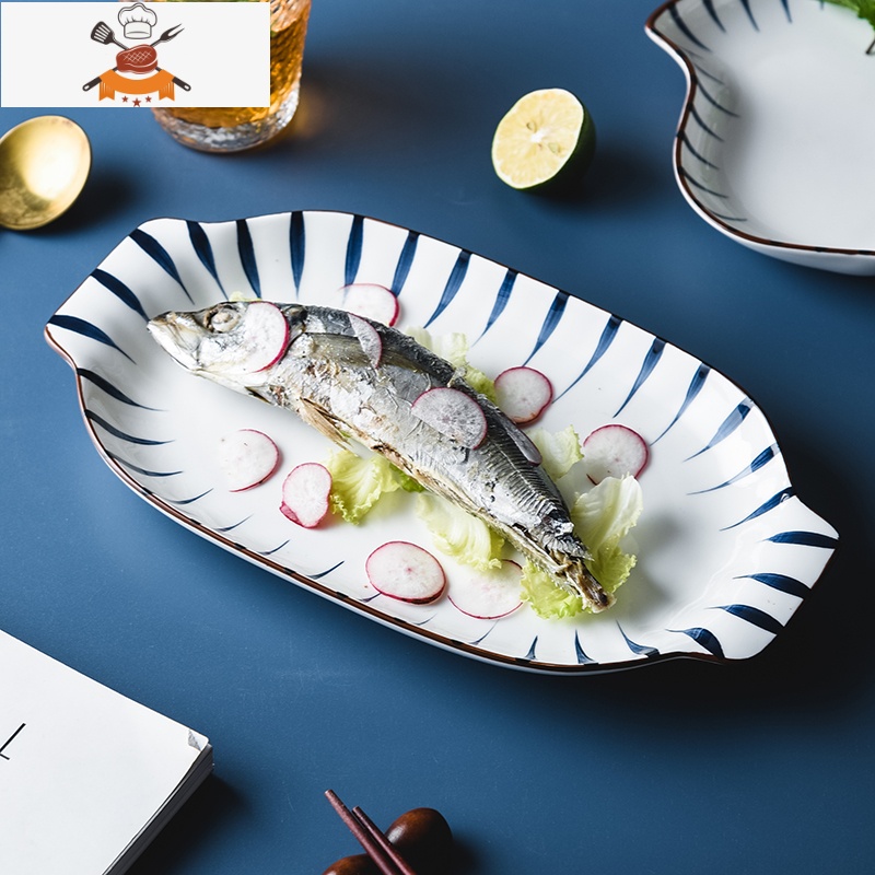 敬平蒸鱼盘子菜盘家用新款陶瓷大号菜盘网红餐具创意北欧装鱼碟微波炉高清大图