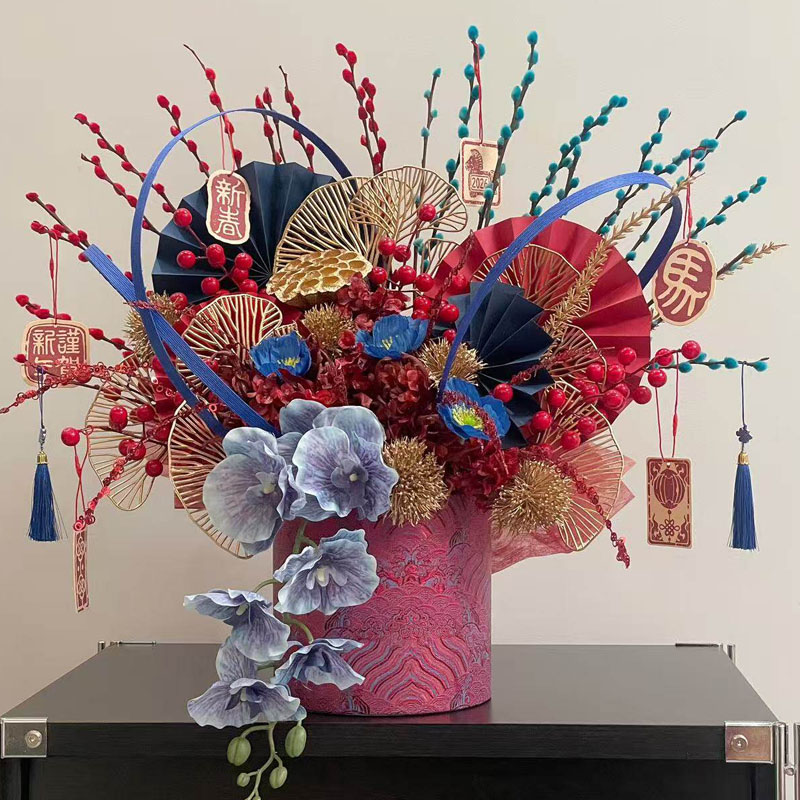 思唯美(sweet made) 花抱抱桶2026马年新年春节干花仿真花混搭客厅摆件 芳禧临门|成品发货高清大图