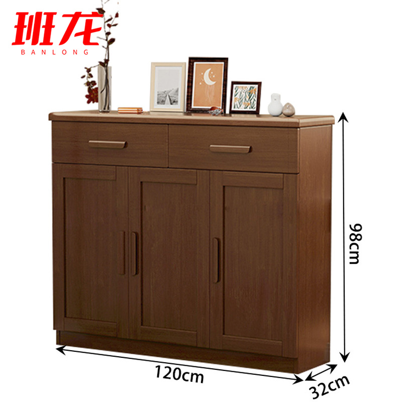 班龙实木鞋柜120*32*98cm三门台高清大图