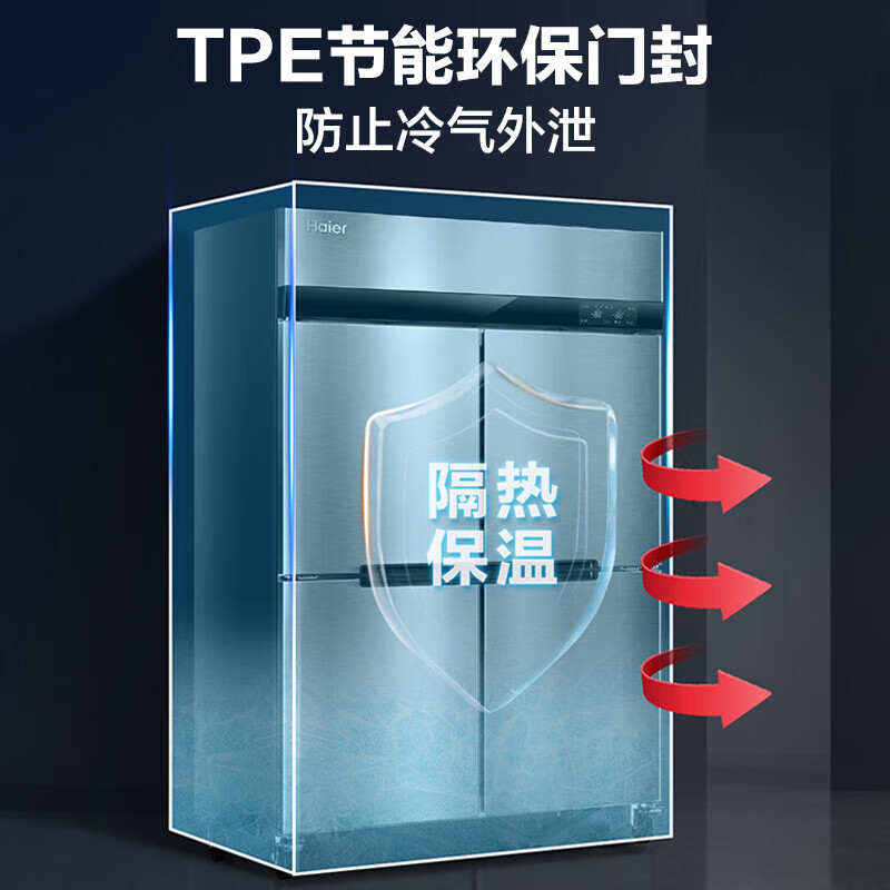 海尔 SLT-526D2W 商用厨房冰箱466升双门 风冷无霜深冷速冻冰柜 饭店餐厅食堂不锈钢插盘冷冻柜