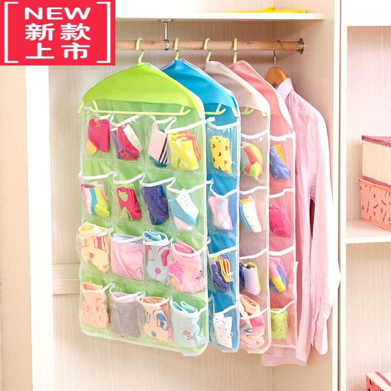 可莉允内衣收纳袋16格家用收纳袋悬挂式墙挂式布艺内衣袜子文胸收纳挂袋图片