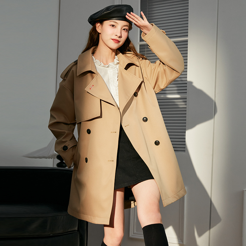 唐狮秋装新款风衣女英伦风高级感卡其色双排扣气质中长款外套