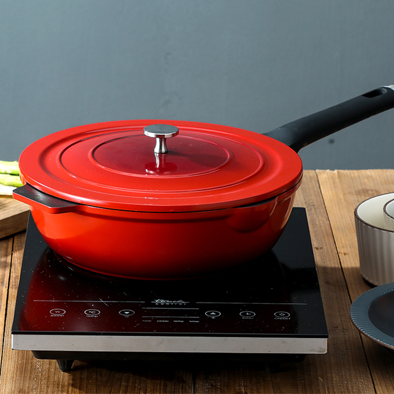 英麦斯 迪奥999红煎炒锅 YGSZ202128 28cm高清大图