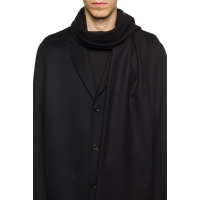 MOSCHINO 莫斯奇诺新款黑色羊毛刺绣字母男女同款流苏围巾50092 M5165 16