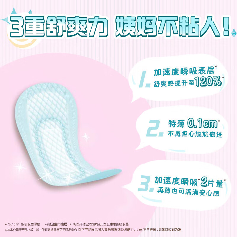 花王(MERRIES) 乐而雅零触感特薄护翼型日用夜用卫生巾 无护翼迷你17cm-16片 6012高清大图