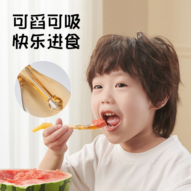 宝宝学吃饭训练叉勺婴儿学习自主进食辅食勺儿童勺子叉子餐具