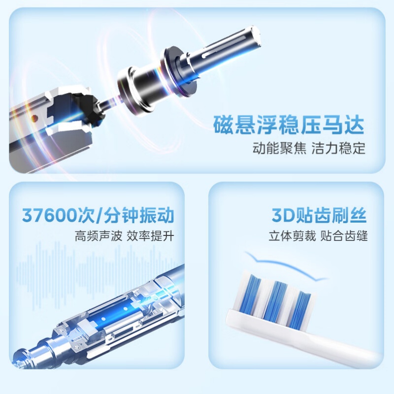 美的(Midea) MC-AJ0101 电动牙刷 男女成人软毛 声波全自动 防水感应式充电高清大图