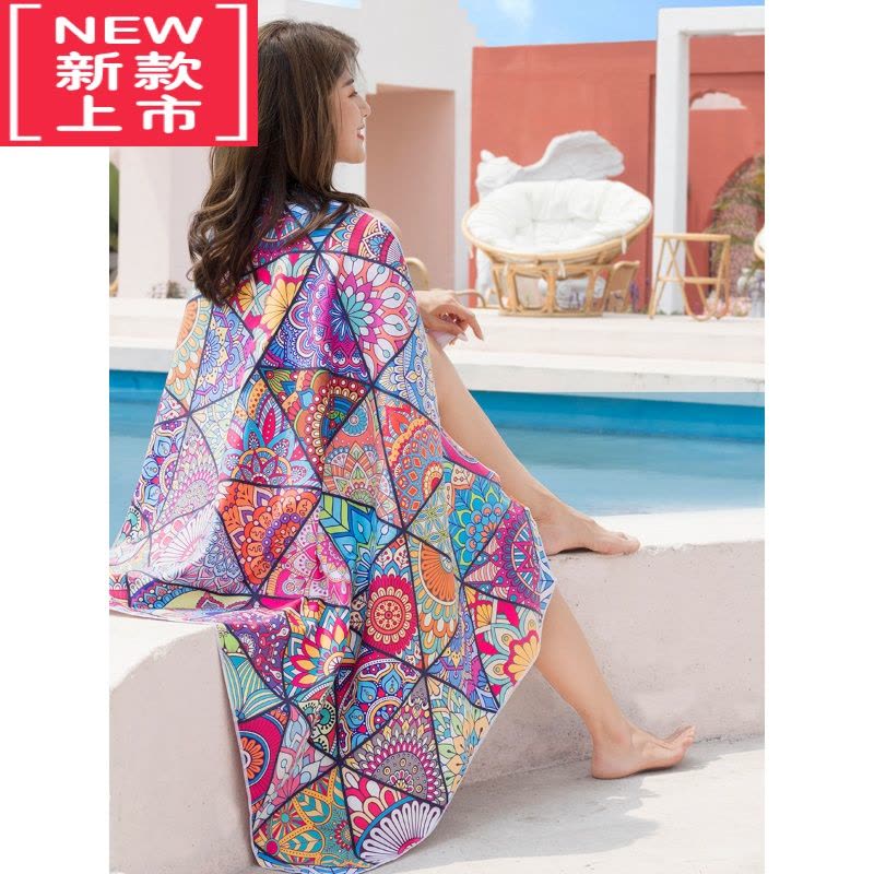 可莉允速干斗篷游泳浴巾吸水浴袍运动女夏大人儿童毛巾吸水巾海边沙滩巾图片