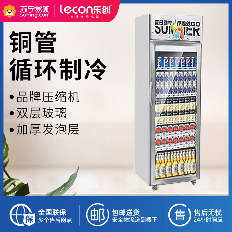 乐创(lecon) 饮料柜展示柜冷藏柜立式冰柜商用冰箱饮品啤酒蔬菜水果保鲜冷柜鲜花柜陈列柜 单门直冷上机组普通门星光银