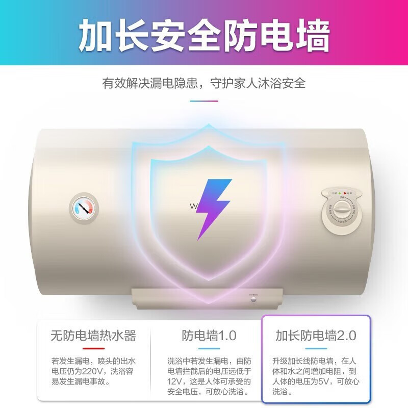 华凌热水器储水式50升电热水器KY1家用热水器卫生间速热大功率2000W节能保温型安全断电防电KY1系列高清大图
