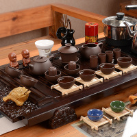 尚帝(shangdi) 茶具 石瓢紫砂功夫茶具 祥云实木四合一电磁炉茶盘套装