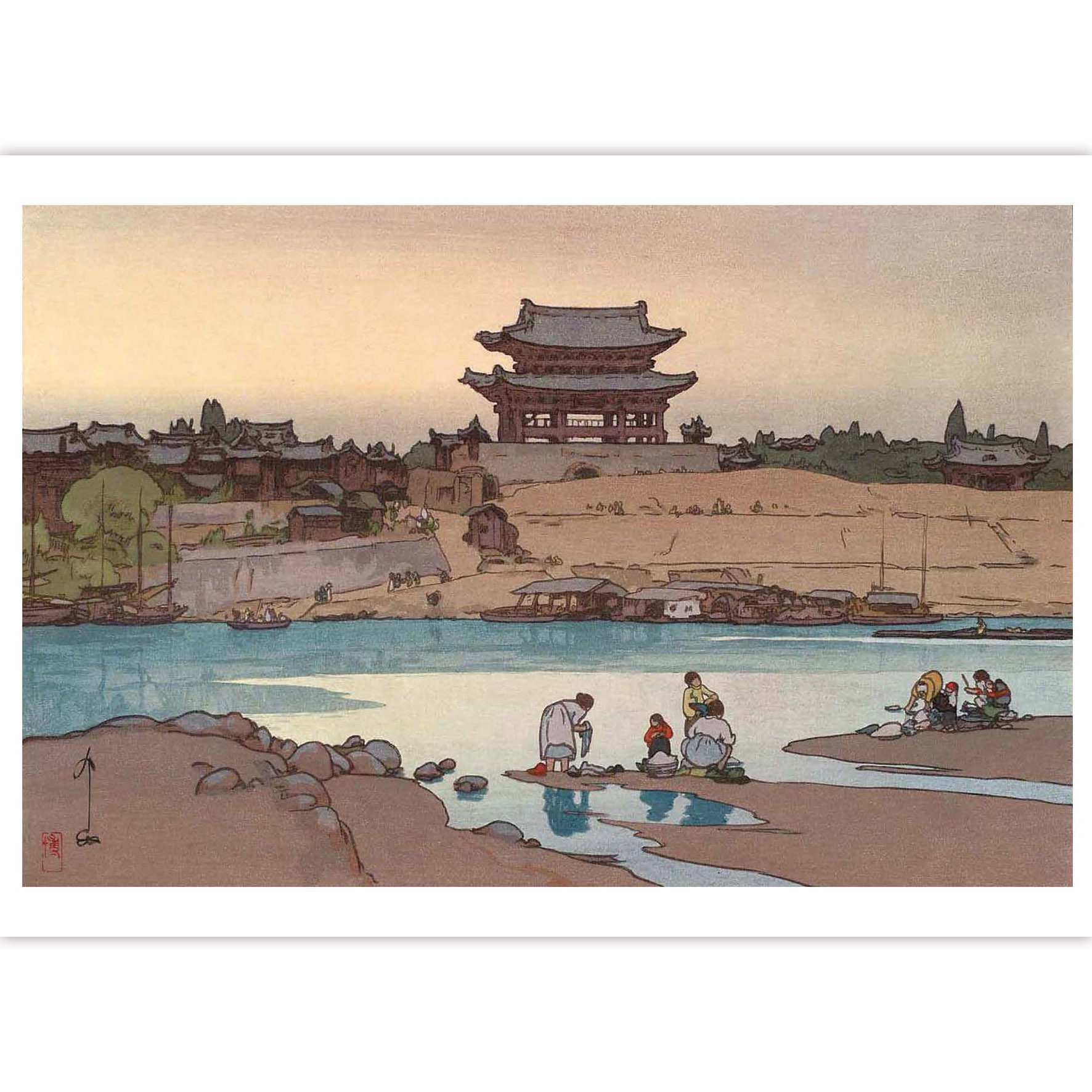 [正版]江涵秋影 出类艺术明信片 近现代大师吉田博水风景版画选 日本画和风浮世绘版画作品 山水画创意 唯美日系古风插画高清大图