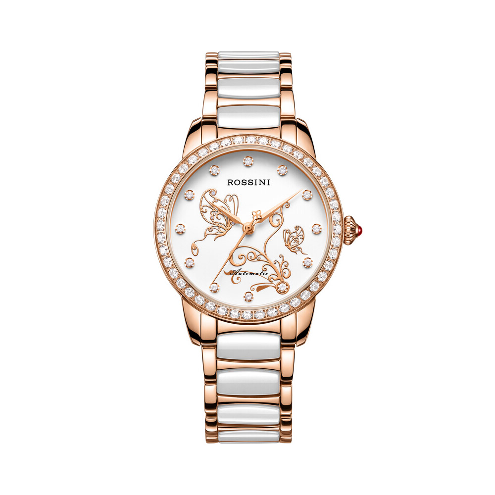 罗西尼(ROSSINI) ROSSINI罗西尼 典美时尚系列 间金陶瓷表带 自动机械女表 5722G01D