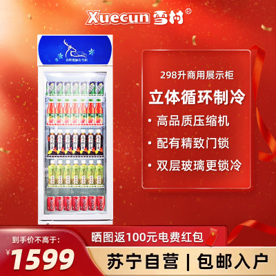 雪村(Xuecun)298升 商用展示柜 立式陈列柜 冰柜 冷藏保鲜柜 商用冷柜 啤酒柜 饮料柜LC-298A