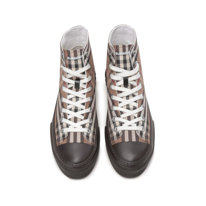 博柏利巴宝莉burberry男款织物高帮系带休闲运动鞋帆布鞋80556611