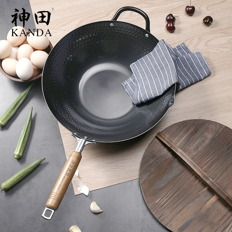 神田槌目纹中华炒锅33cm (含锅盖)高清大图