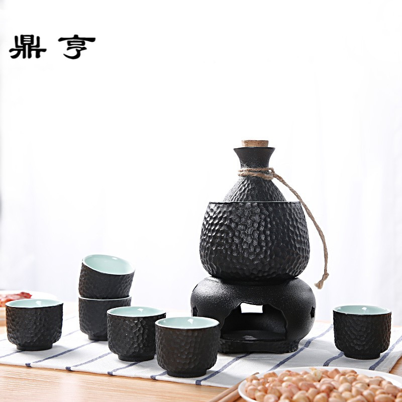 鼎亨日式樱花陶瓷温酒器酒具套装清酒黄酒一口杯半斤酒壶复古白酒