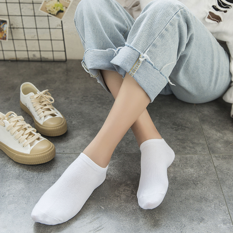 5双白色短袜浅口春夏款薄纯白色棉袜女士低帮短袜韩国