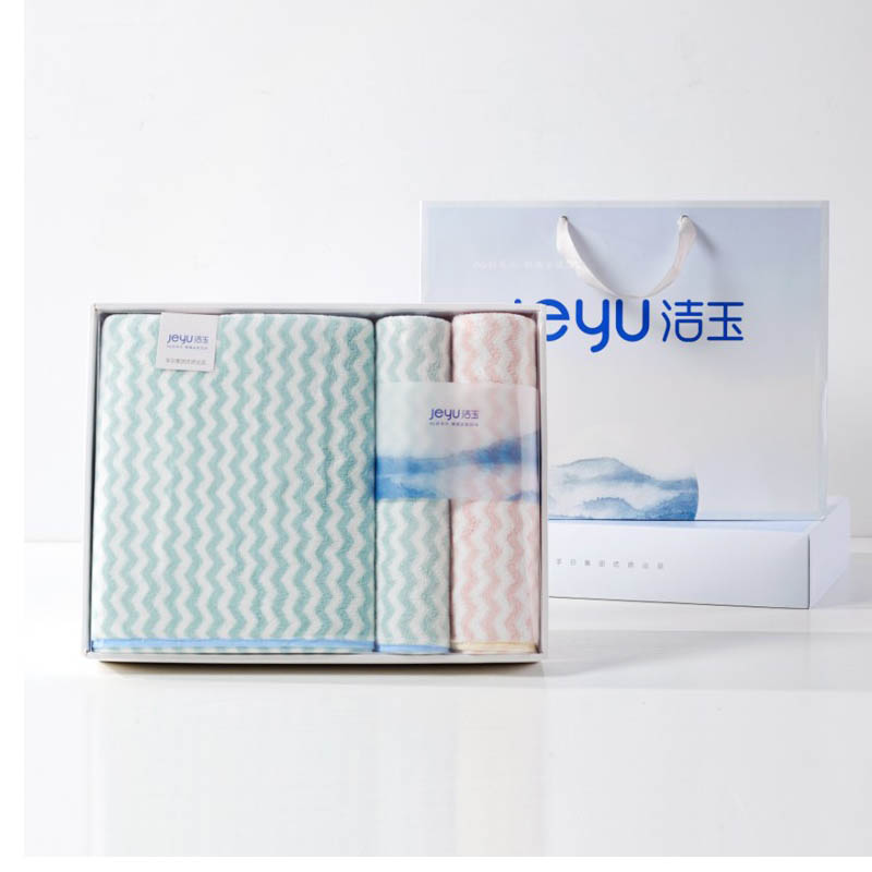 洁玉 欧洛2毛1浴巾三套巾礼盒34cm*76cm高清大图